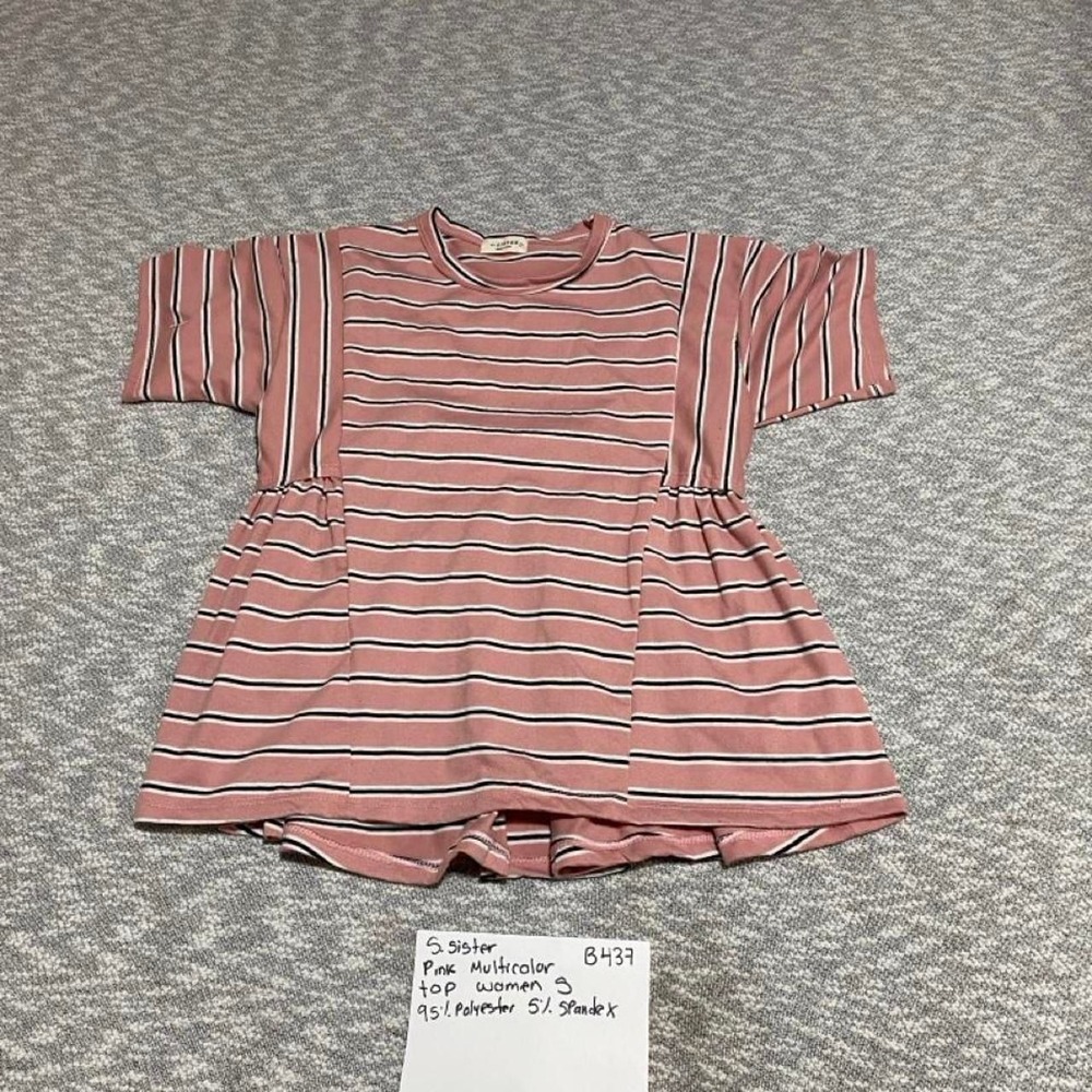 S. Sister Pink striped top girl size S(8-10). SKU-B437